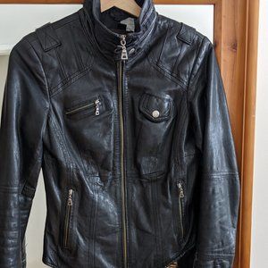 Black Danier Leather Biker Jacket